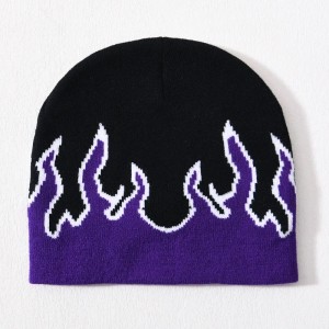 Angro -craniu schi acrilic tricotat pălărie hip hop s -a cut peste tot imprimat design logo personalizat unisex iarna jacquard flame beanie beanie