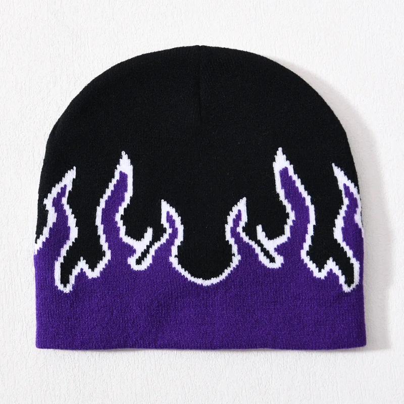 Angro -craniu schi acrilic tricotat pălărie hip hop s -a cut peste tot imprimat design logo personalizat unisex iarna jacquard flame beanie beanie
