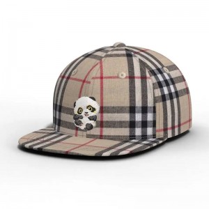 Angro -de înaltă calitate color personalizat carton panda verificat pălărie plaid brim brim snapback capac