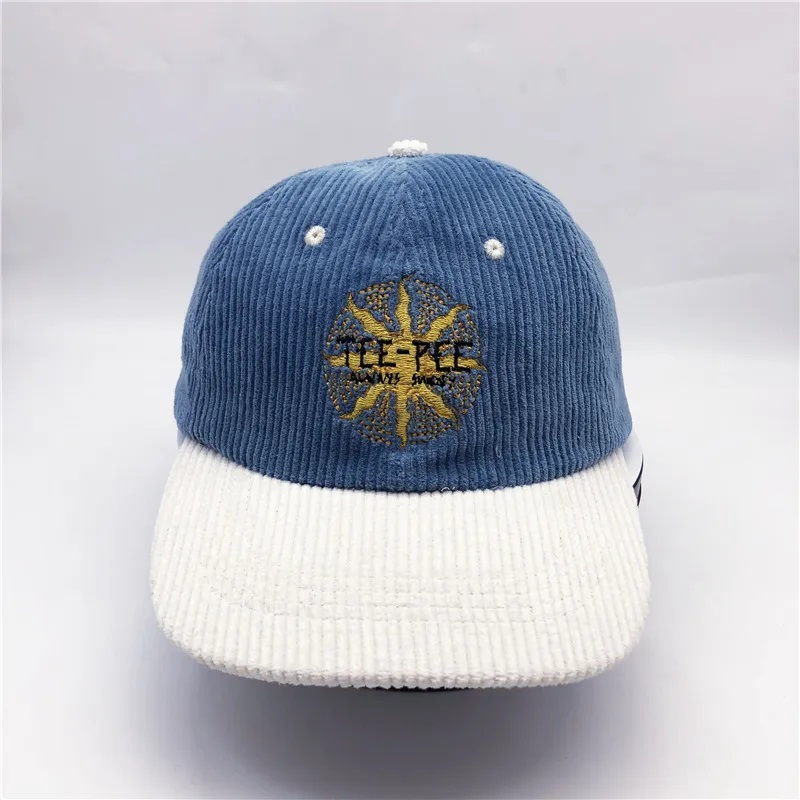 Corduroy 6 panou logo personalizat pentru adulținestructurați pălării corduroy tata