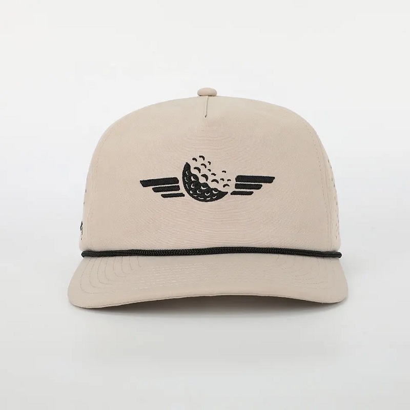 Colent cu ridicata cu broderii personalizate logo 5 panou pălărie de pălărie de înaltă calitate poliester gorras, laser tăiat gaură sportul cu frânghieneagră capac de baseballnegru
